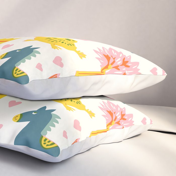 Whimsical Pattern Houses, Trees, and Animals in a Charming Design for Kids Pillow Sham Gallery Image 3