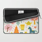 Whimsical Pattern Houses, Trees, and Animals in a Charming Design for Kids Laptop Sleeve Gallery Image 2