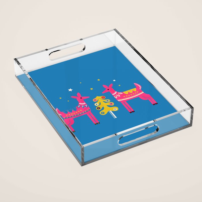 Festive Deers In Hot Pink Acrylic Tray Gallery Image 1