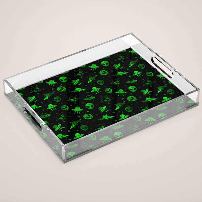 Aliens and UFOs Pattern Acrylic Tray Gallery Image 1