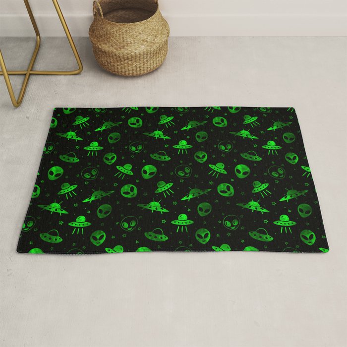Aliens and UFOs Pattern Rug Gallery Image 1