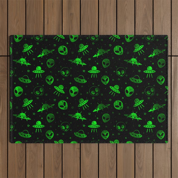 Aliens and UFOs Pattern Outdoor Rug Gallery Image 1