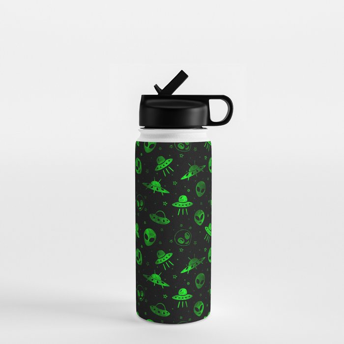 Aliens and UFOs Pattern Water Bottle Gallery Image 1