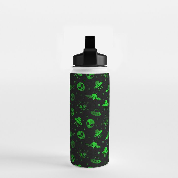 Aliens and UFOs Pattern Water Bottle Gallery Image 2