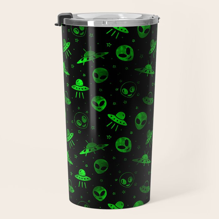 Aliens and UFOs Pattern Travel Mug Gallery Image 3