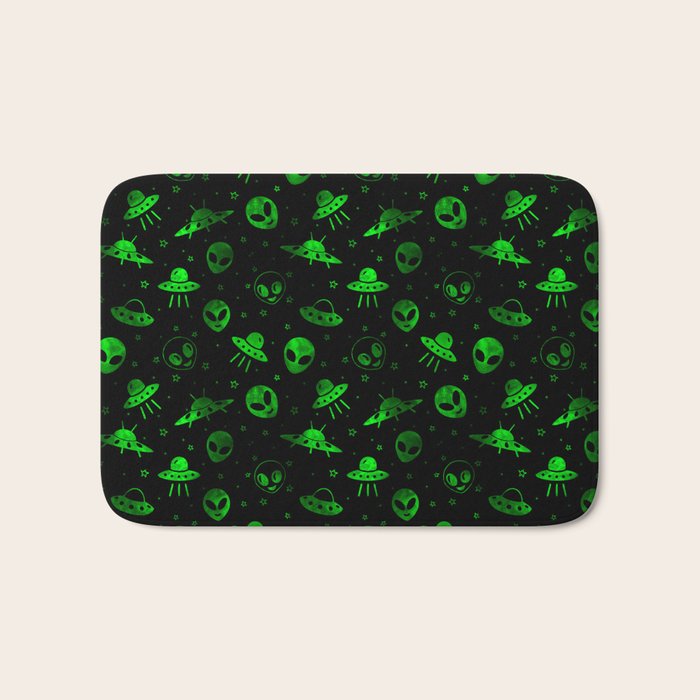 Aliens and UFOs Pattern Bath Mat Gallery Image 1