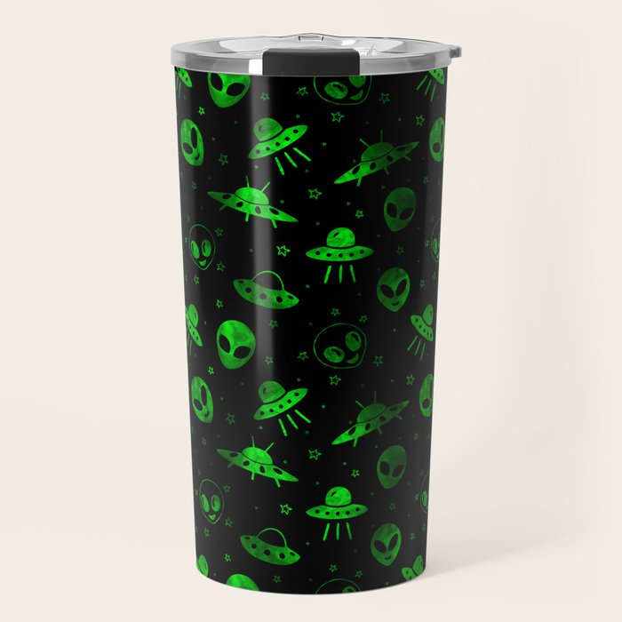 Aliens and UFOs Pattern Travel Mug Gallery Image 1