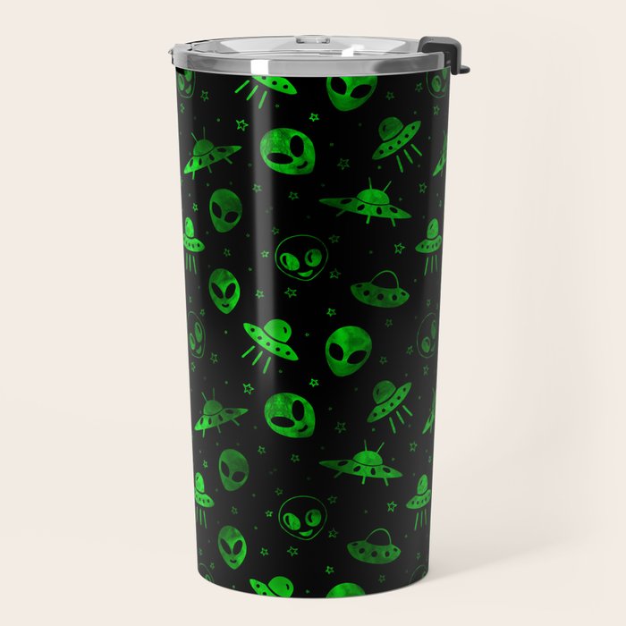 Aliens and UFOs Pattern Travel Mug Gallery Image 2