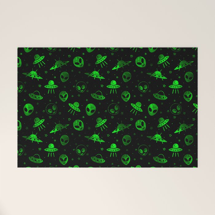 Aliens and UFOs Pattern Welcome Mat Gallery Image 1