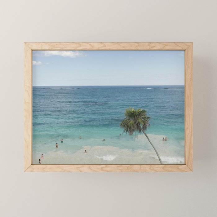 Retro Palm Beach Scene - Turquoise Ocean Wall Art Photography Mini Art Print Gallery Image 1