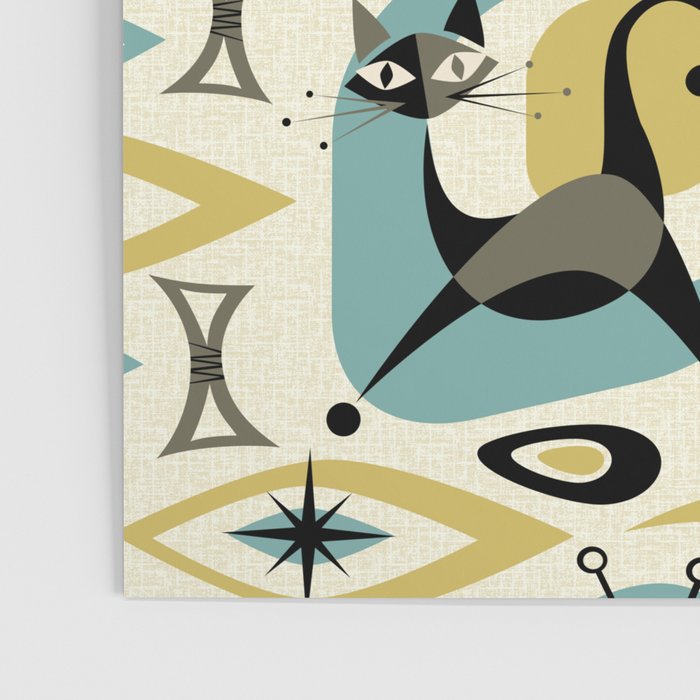 Mid Century Cat Abstract - Gld/Blu ©studioxtine Poster Gallery Image 3