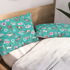Horses and Flowers, Turquoise, Horse Decor, Horse Art, Western Decor Pillow Sham Gallery Image 2