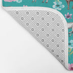 Horses and Flowers, Turquoise, Horse Decor, Horse Art, Western Decor Bath Mat Gallery Image 2