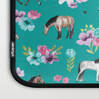 Horses and Flowers, Turquoise, Horse Decor, Horse Art, Western Decor Laptop Sleeve Gallery Image 3