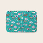 Horses and Flowers, Turquoise, Horse Decor, Horse Art, Western Decor Bath Mat Gallery Image 1