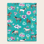 Horses and Flowers, Turquoise, Horse Decor, Horse Art, Western Decor Notebook Gallery Image 4