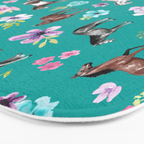 Horses and Flowers, Turquoise, Horse Decor, Horse Art, Western Decor Bath Mat Gallery Image 3
