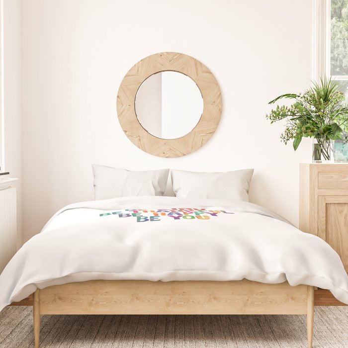 BE BRAVE BE CREATIVE BE KIND BE THANKFUL BE HAPPY BE YOU rainbow watercolor Duvet Cover Gallery Image 3