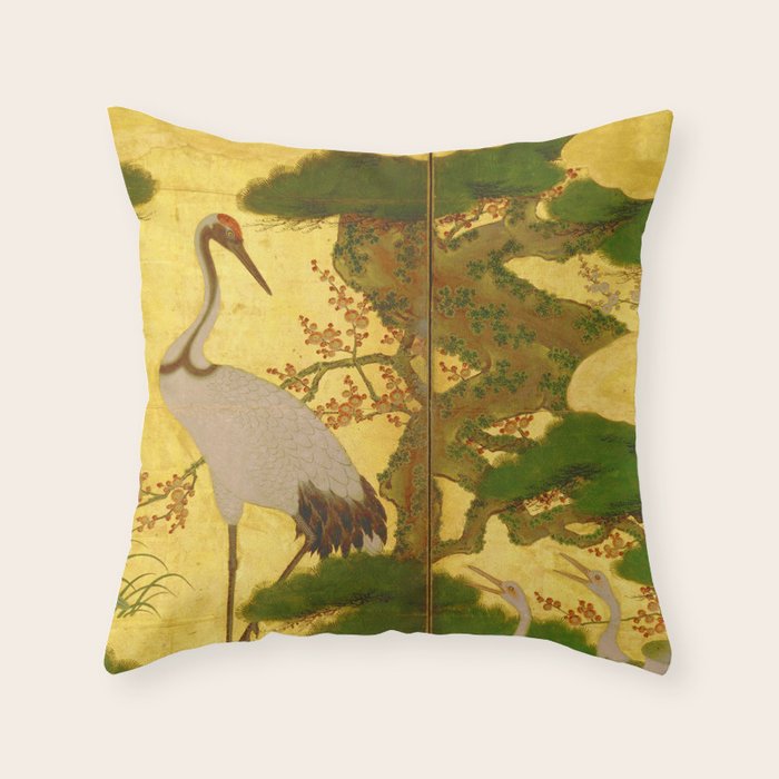 16th Century Japanese Birds & Flowers Throw Pillow Gallery Image 6