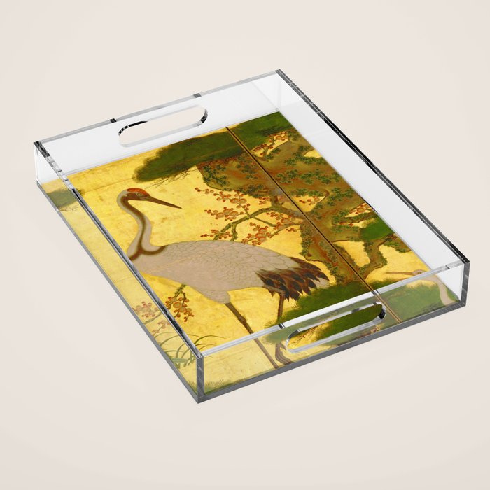 16th Century Japanese Birds & Flowers Acrylic Tray Gallery Image 1