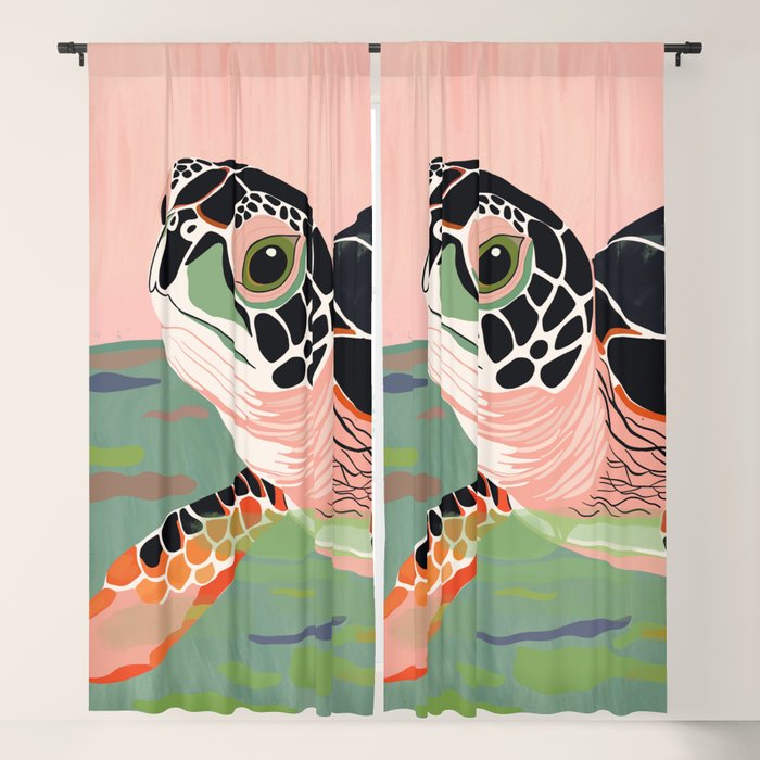Cute Turtle  Window Curtain Gallery Image 1