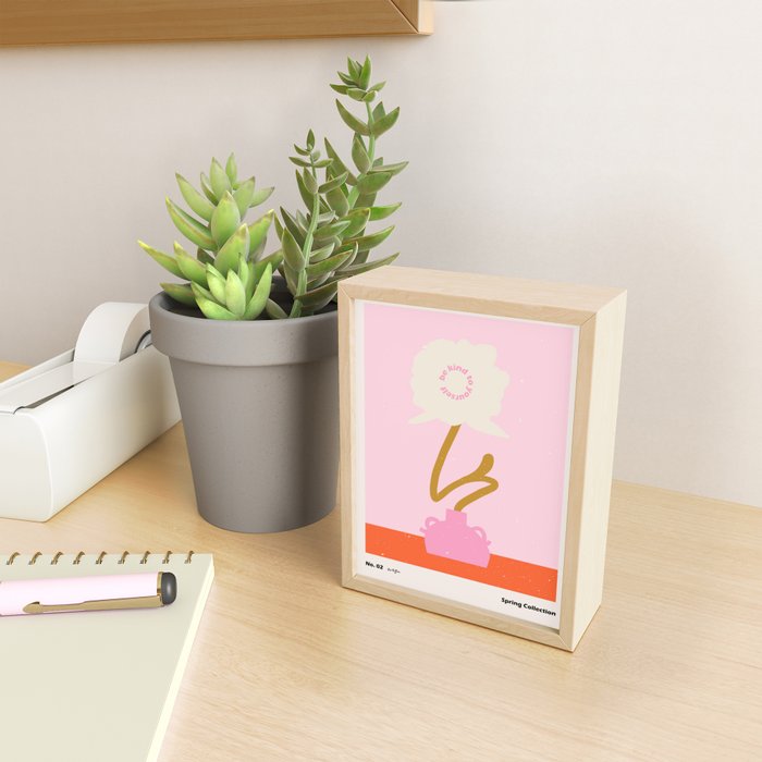Modern abstract flower and vase. Be kind to yourself quote Mini Art Print Gallery Image 2