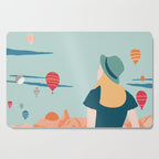 Cappadocia, girl looking at hot-air baloons Cutting Board Gallery Image 1