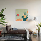 Cappadocia, girl looking at hot-air baloons Wood Wall Art Gallery Image 2