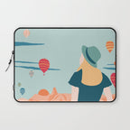 Cappadocia, girl looking at hot-air baloons Laptop Sleeve Gallery Image 1