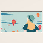 Cappadocia, girl looking at hot-air baloons Desk Mat Gallery Image 3