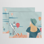 Cappadocia, girl looking at hot-air baloons Placemat Gallery Image 1