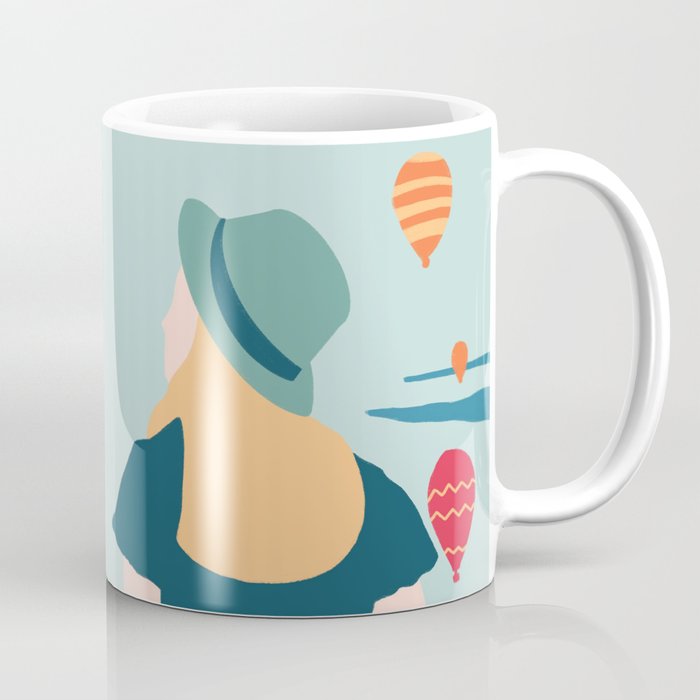 Cappadocia, girl looking at hot-air baloons Coffee Mug Gallery Image 1