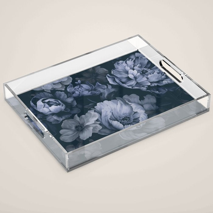 Regency Vibe Blue Floral Opulence Acrylic Tray Gallery Image 1