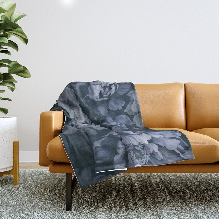 Regency Vibe Blue Floral Opulence Throw Blanket Gallery Image 1