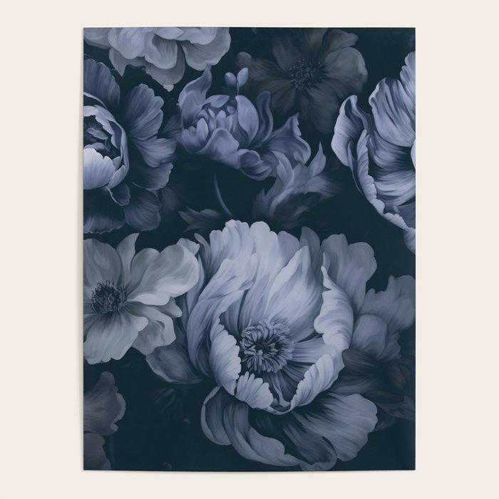 Regency Vibe Blue Floral Opulence Poster Gallery Image 4