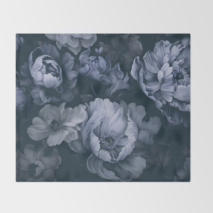 Regency Vibe Blue Floral Opulence Throw Blanket Gallery Image 2