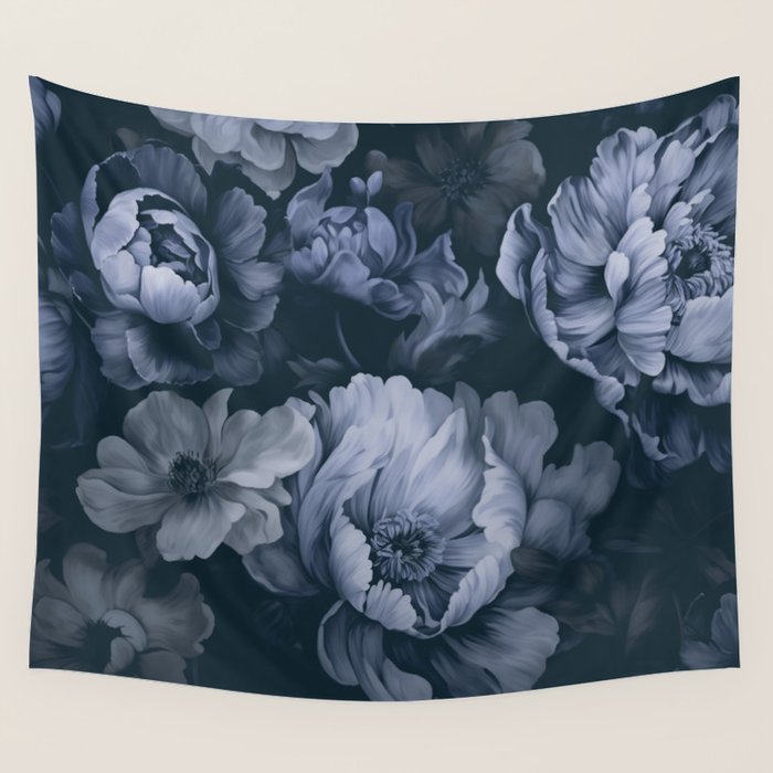 Regency Vibe Blue Floral Opulence Wall Tapestry Gallery Image 4