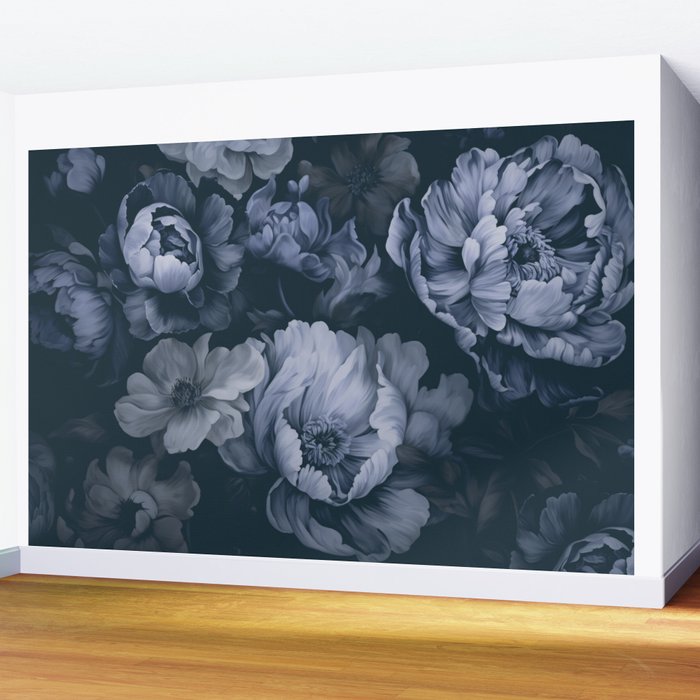 Regency Vibe Blue Floral Opulence Wall Mural Gallery Image 2