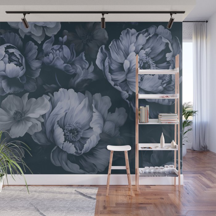 Regency Vibe Blue Floral Opulence Wall Mural Gallery Image 1