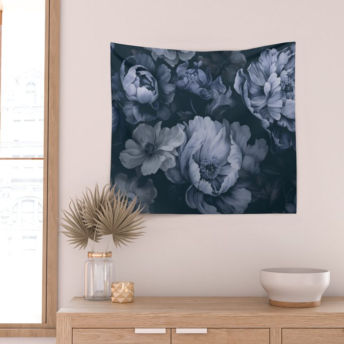 Regency Vibe Blue Floral Opulence Wall Tapestry Gallery Image 2