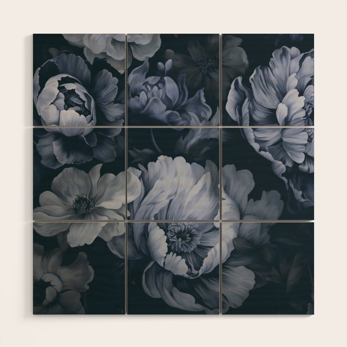 Regency Vibe Blue Floral Opulence Wood Wall Art Gallery Image 1