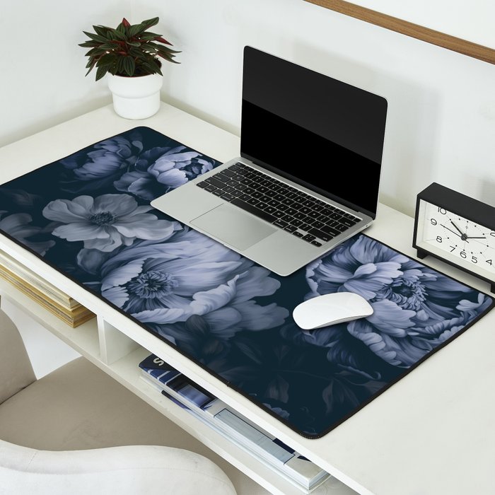 Regency Vibe Blue Floral Opulence Desk Mat Gallery Image 2