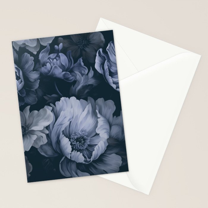 Regency Vibe Blue Floral Opulence Stationery Card Gallery Image 2
