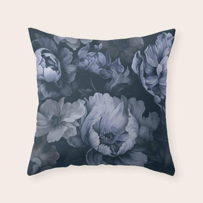 Regency Vibe Blue Floral Opulence Throw Pillow Gallery Image 6