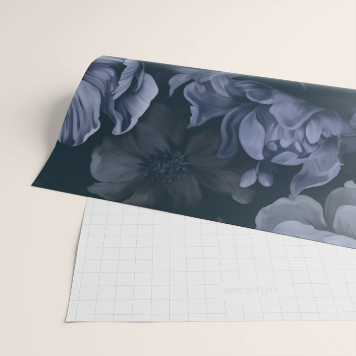 Regency Vibe Blue Floral Opulence Wrapping Paper Gallery Image 2
