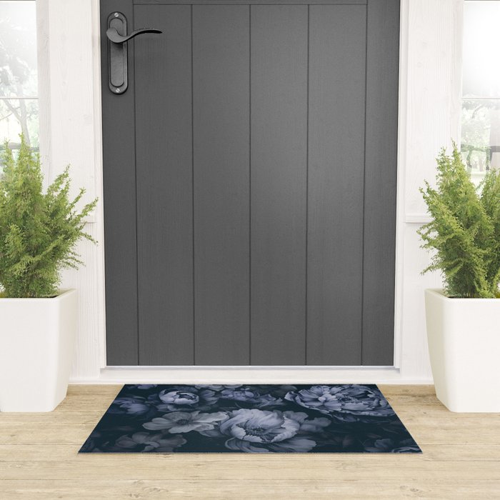 Regency Vibe Blue Floral Opulence Welcome Mat Gallery Image 3
