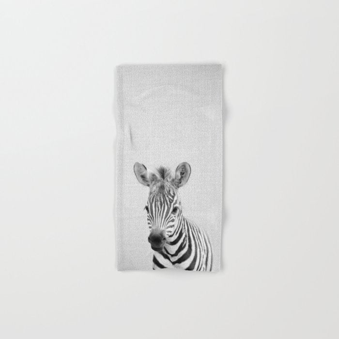 Baby Zebra - Black & White Hand & Bath Towel Gallery Image 1