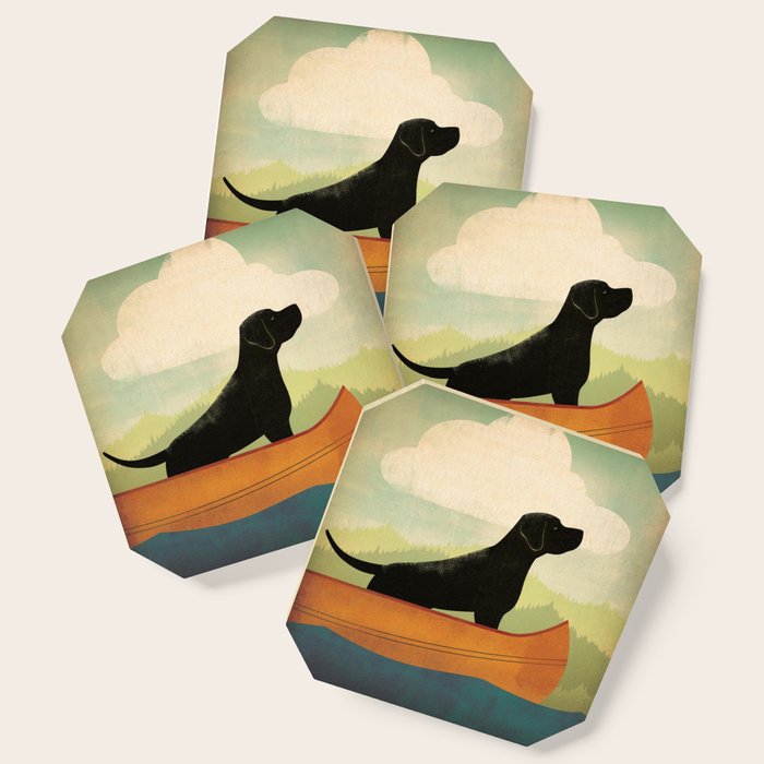 Black Lab Labrador Retriever Dog Canoe Ride Coaster Gallery Image 1