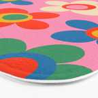 Cheerful Maisie Flowers Colorful Floral Pattern on Pink Bath Mat Gallery Image 3