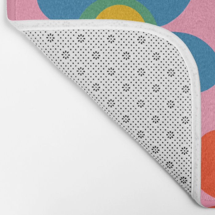 Cheerful Maisie Flowers Colorful Floral Pattern on Pink Bath Mat Gallery Image 2